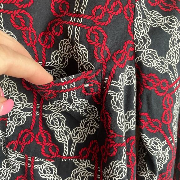 Tommy Hilfiger Women Top S Blue‎ Red Button Up Nautical Print Preppy Academia - Picture 6 of 10